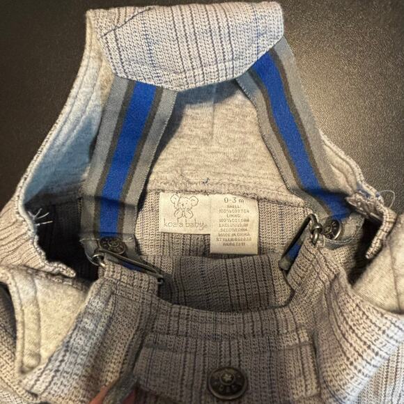 Koala Baby Blue Gray Striped Overalls 0–3M Boys Cotton Lined Outfit - Picture 3 of 3